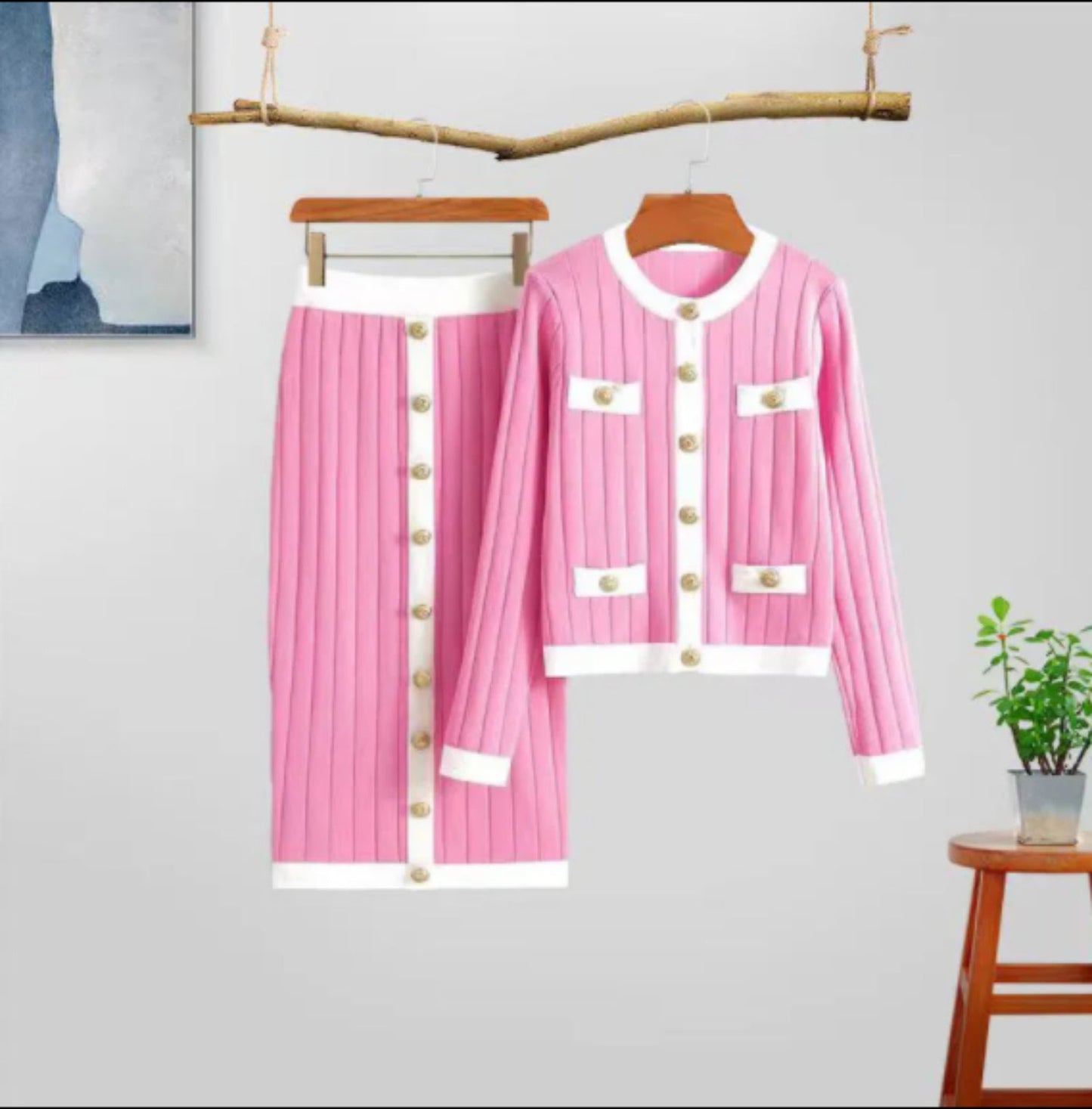 Knitted Cardigan Two-piece Set -