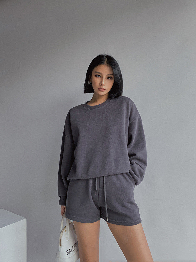 Long Sleeve Solid Color Urban Casual Suit -