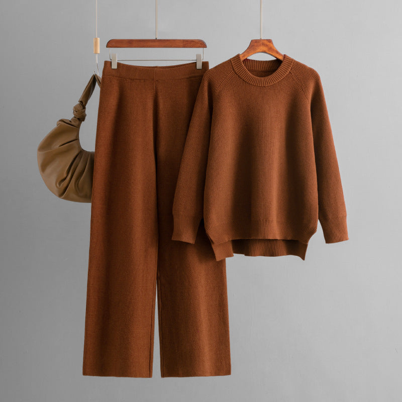 Loose Knitted Long Sleeves Two-piece Set For Women -