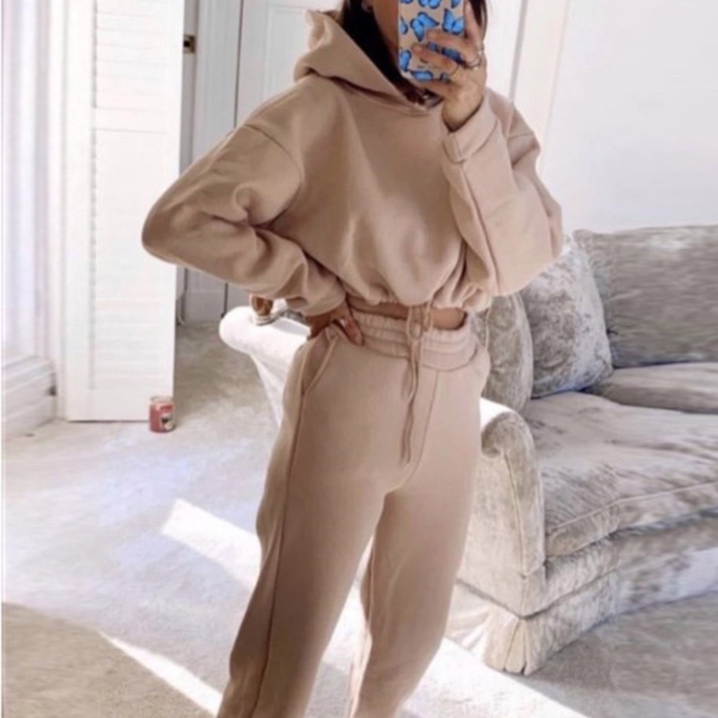 Jogging Suits For Women 2 Piece Sweatsuits Tracksuits Sexy Long Sleeve HoodieCasual Fitness Sportswear -