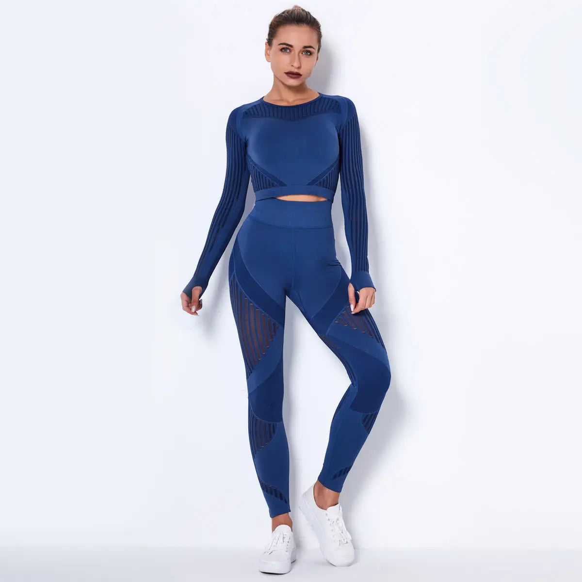 Set Fitness Seamless - Tricotat Premium, Mâneci Lungi, 4 Sezoane -