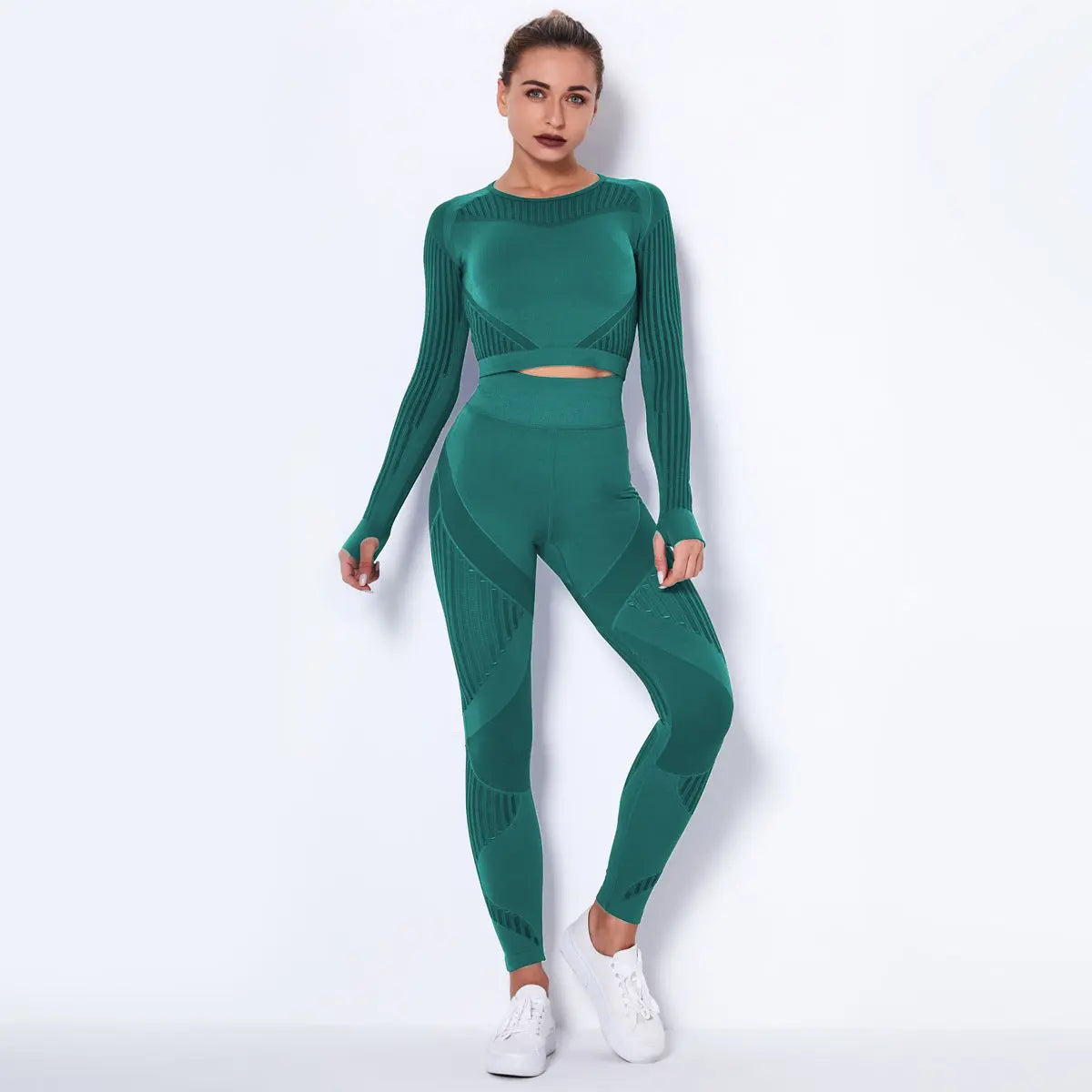 Set Fitness Seamless - Tricotat Premium, Mâneci Lungi, 4 Sezoane -