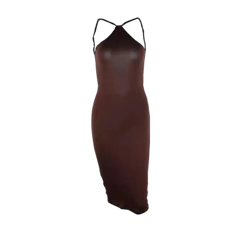 Rochie Maxi Halter Elegantă - Spate Degolit, Vară 2025 -