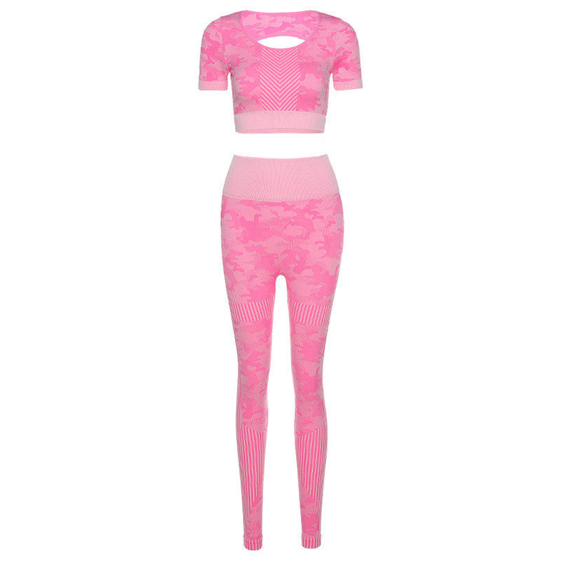 Sexy Backless Seamless Knitted Yoga Wear Fitness Sports Suit -