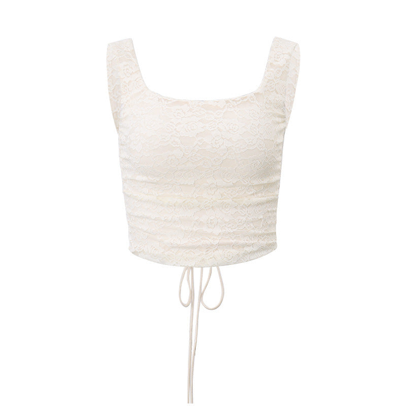 Graceful Tube Top Lace Up Lace Tophigh Waist Two-way Lace Fishtail Skirt -