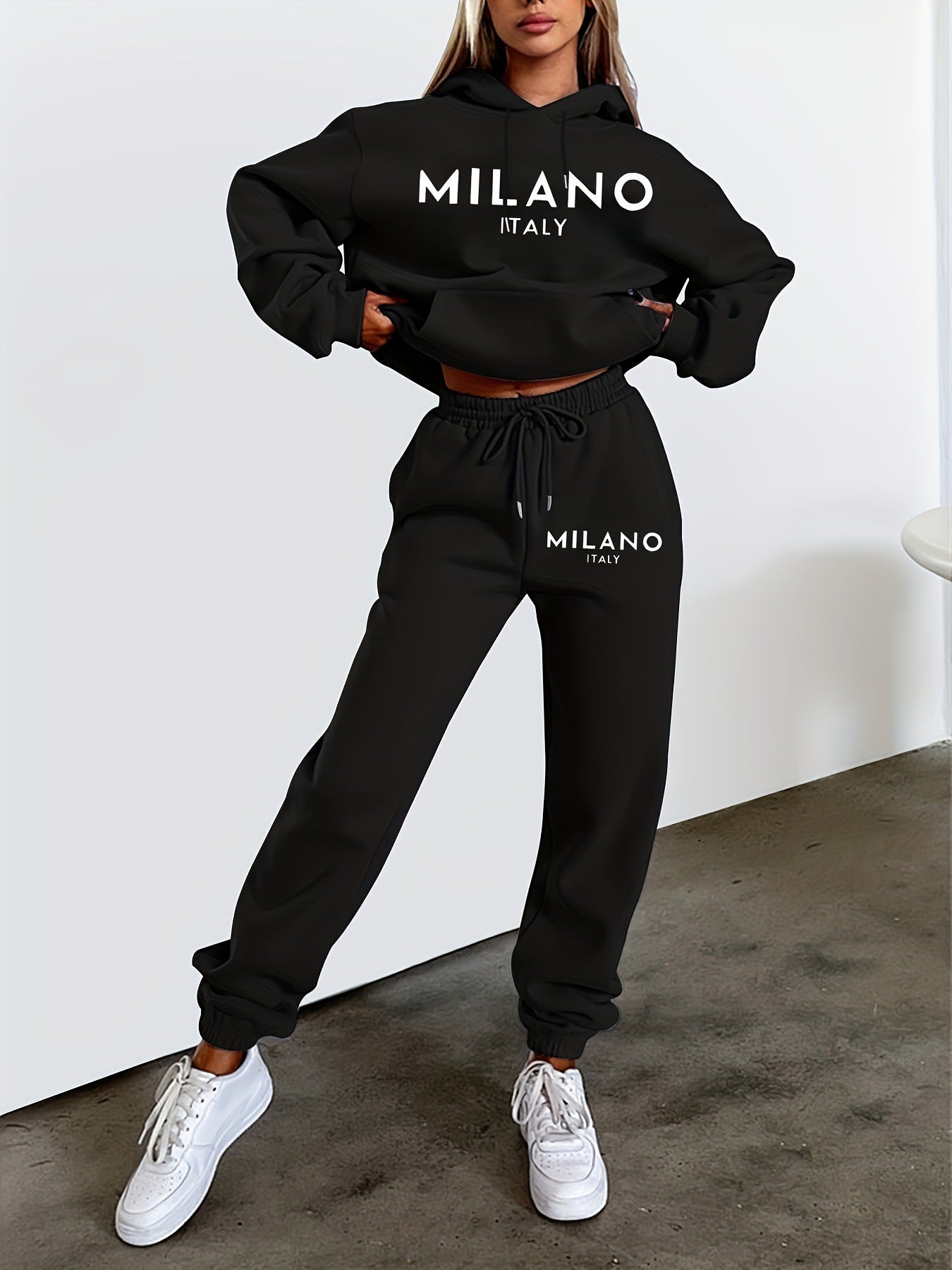 Women's Fashion Printed Hoodie Suit -