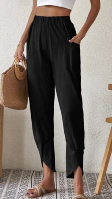 Solid Color Casual Jogger Pants Loose Pockets Diablement Fort Skinny Pants -