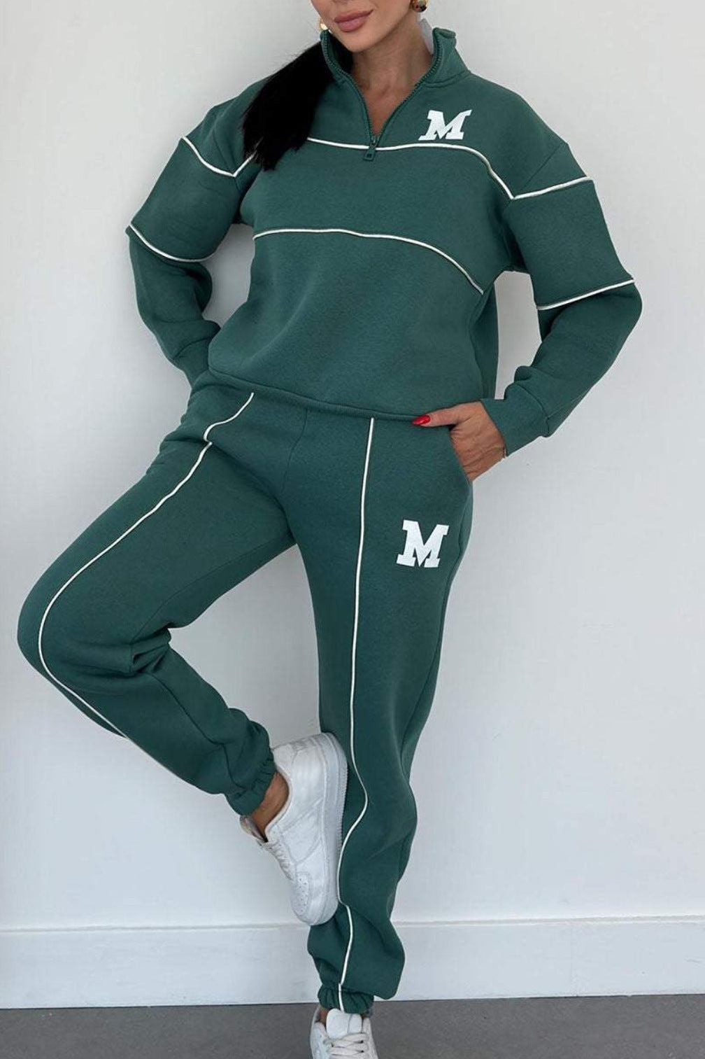 Womens 2 Piece Outfits Lounge Hoodless Pullover Sweatshirt Sweatsuit Sets Sweatshirt Baggy Fashion Sweatpants With Pockets -