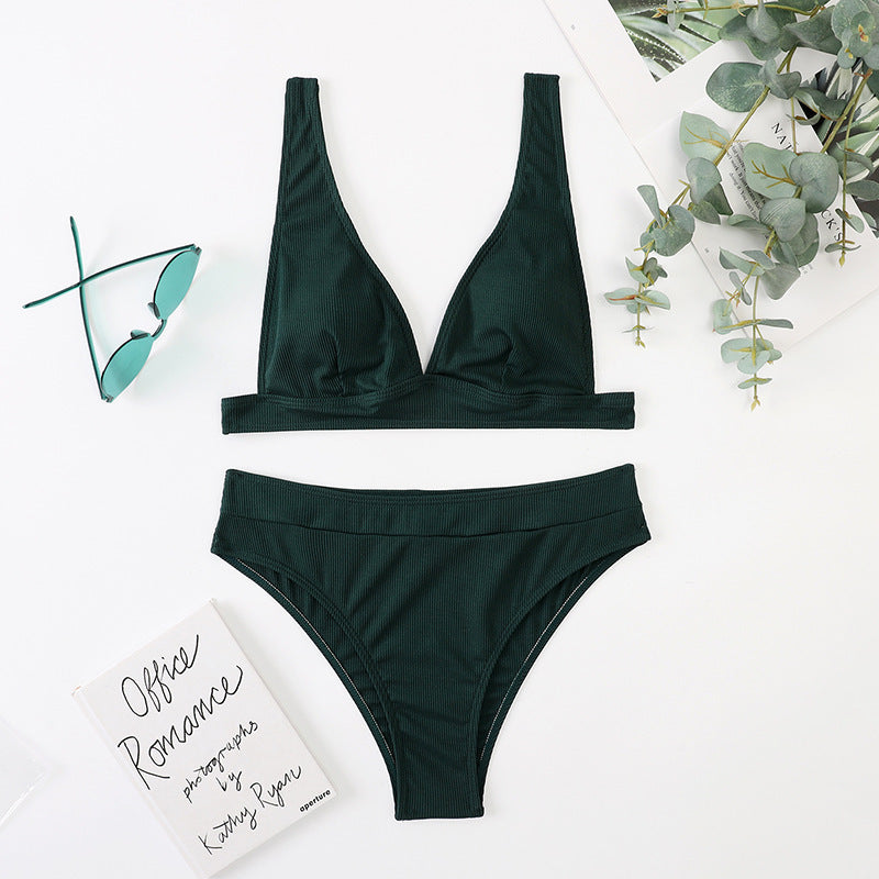 Women's High Waist Bikini Swimsuit Split -