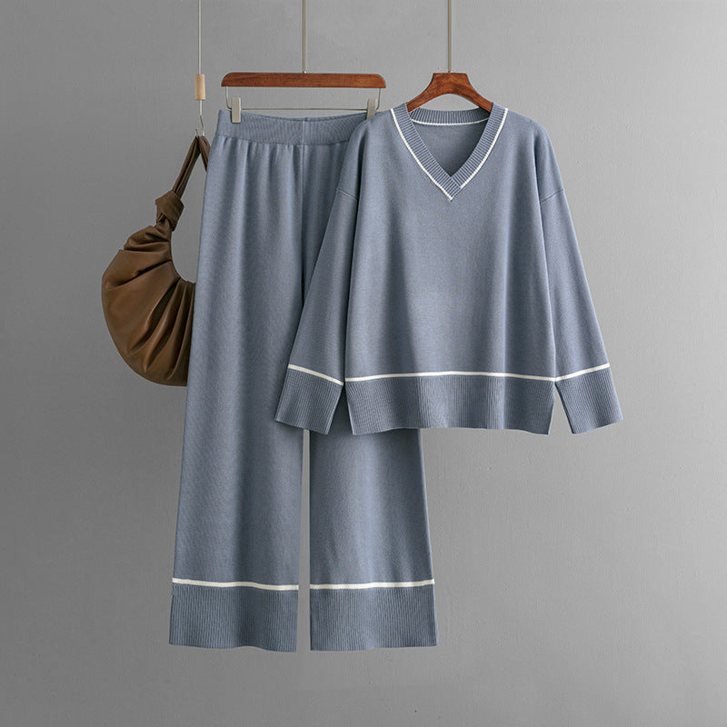 New Loose Casual Sweater Pullover Two-piece Dress Of Knitted Sweater -