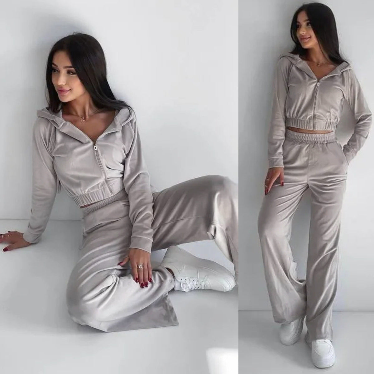 European Hat Casual Sweatshirt Outfit Two-piece Set -
