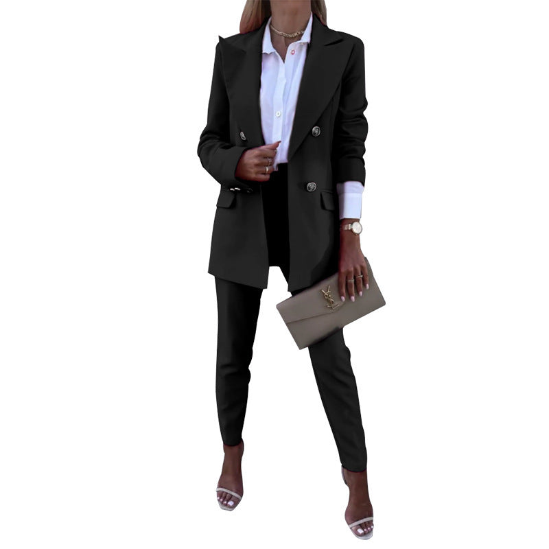 Two Piece Suit With Solid Color Temperament -