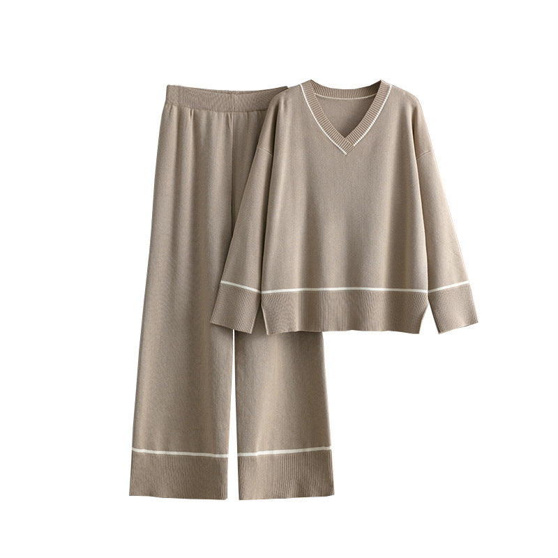 New Loose Casual Sweater Pullover Two-piece Dress Of Knitted Sweater -