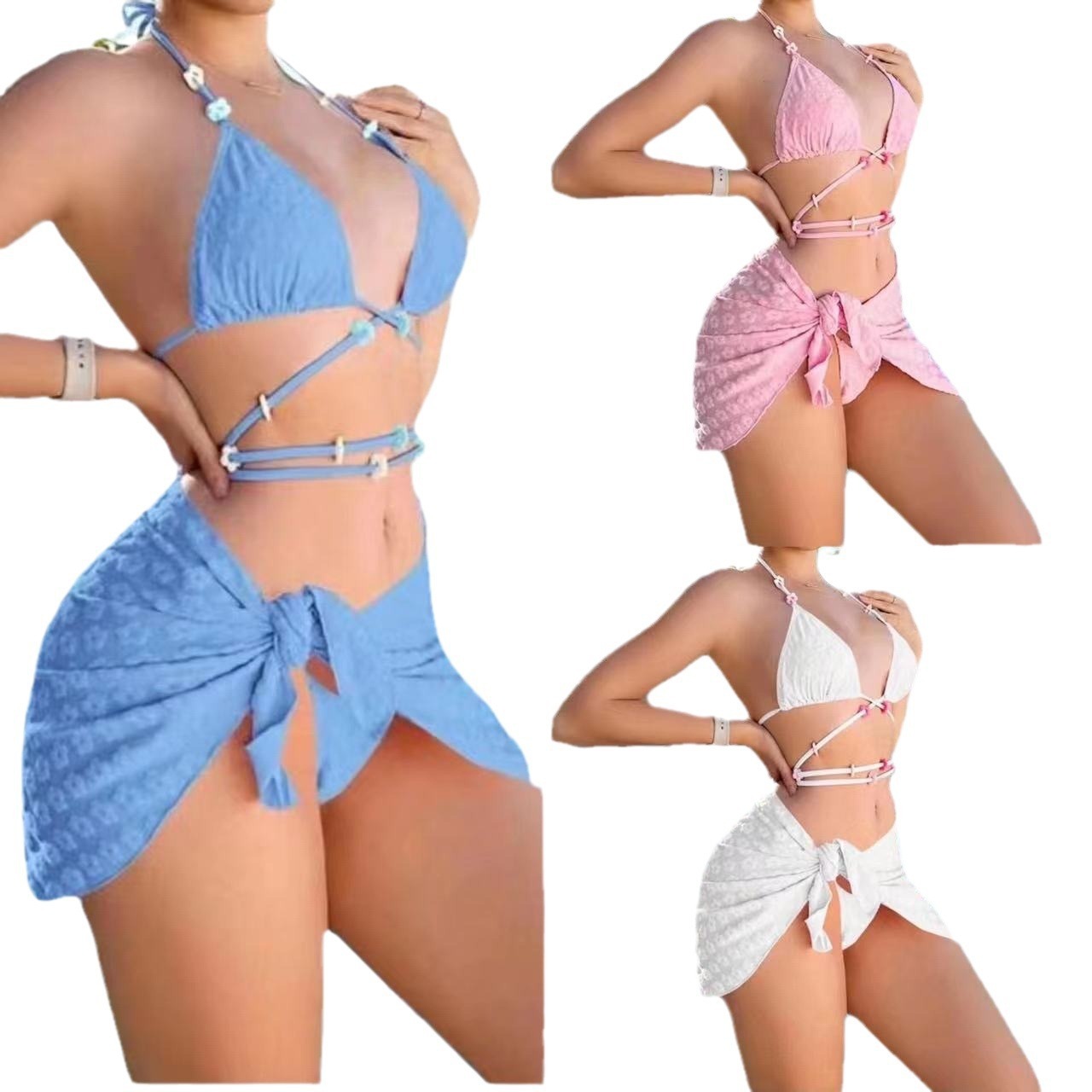 Fashion Ladies Three-piece Set Strap Split Swimsuit -