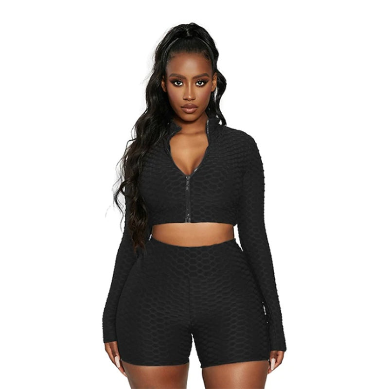 Women's Tracksuit Yoga Fitness Suit Activewear Set Tummy Control Butt Lift Long Sleeve Sport Clothing -