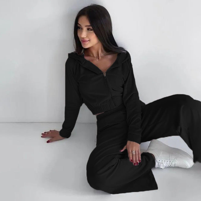 European Hat Casual Sweatshirt Outfit Two-piece Set -