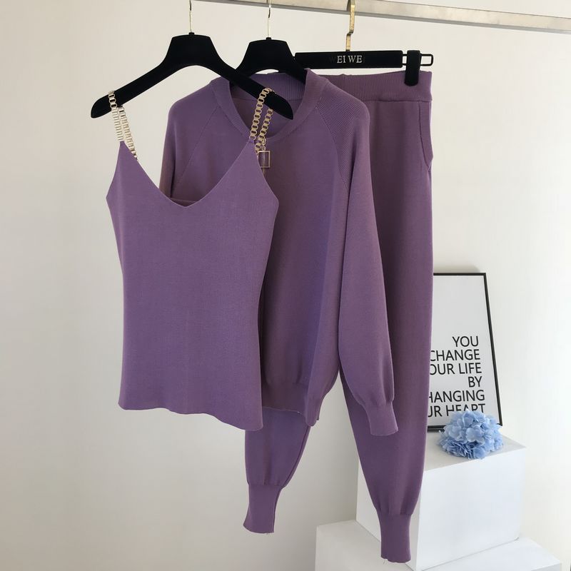 Three-piece knitted vest -