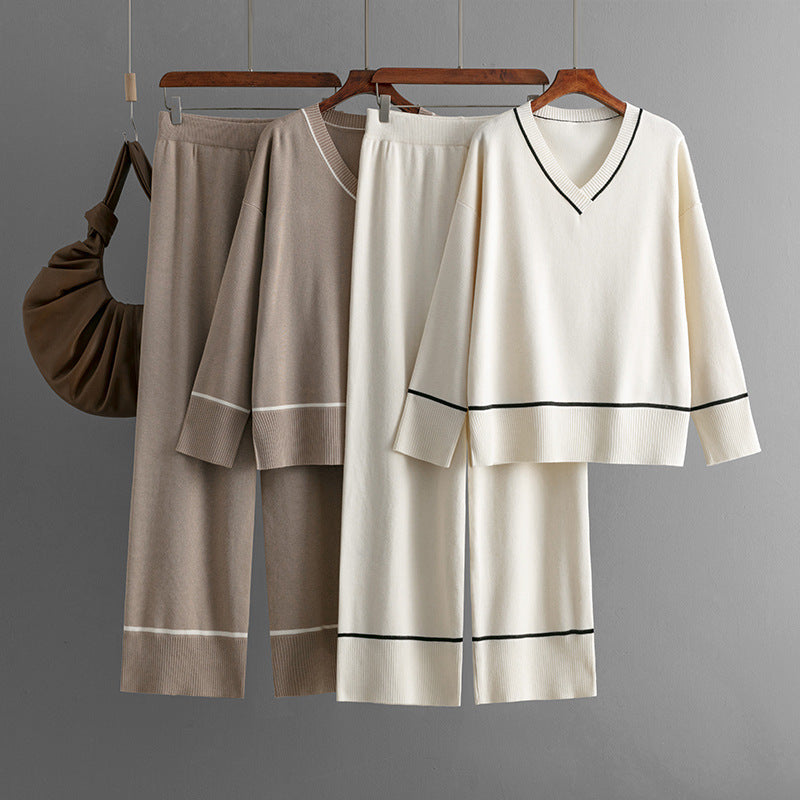 New Loose Casual Sweater Pullover Two-piece Dress Of Knitted Sweater -