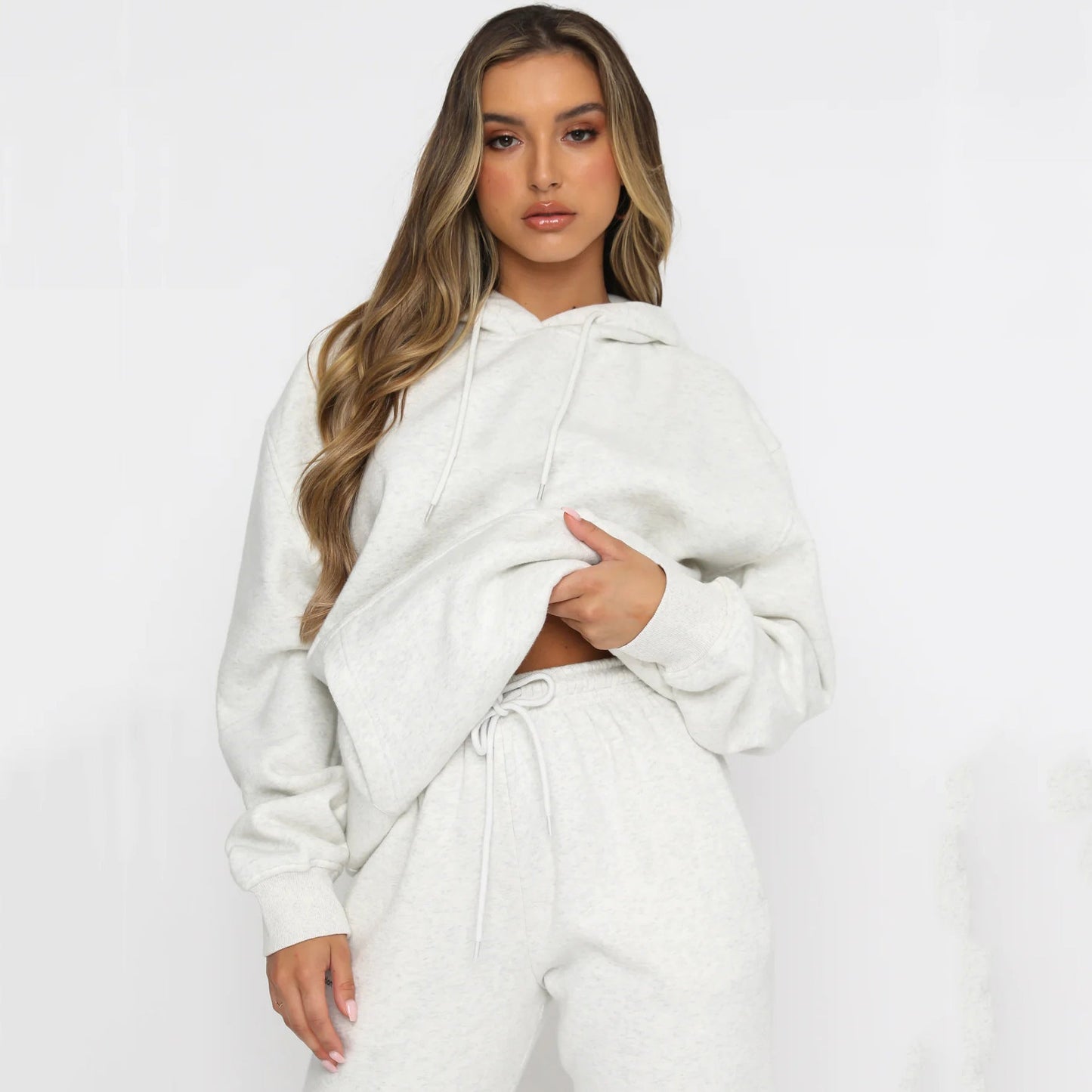 Women's Urban Leisure Pocket Long Sleeve Sweater Pants Suit -