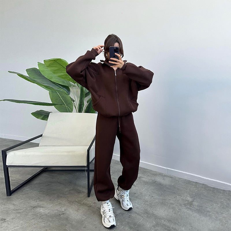 Set Trening Feminin - Bluză Zipper, Pantaloni Jogger -