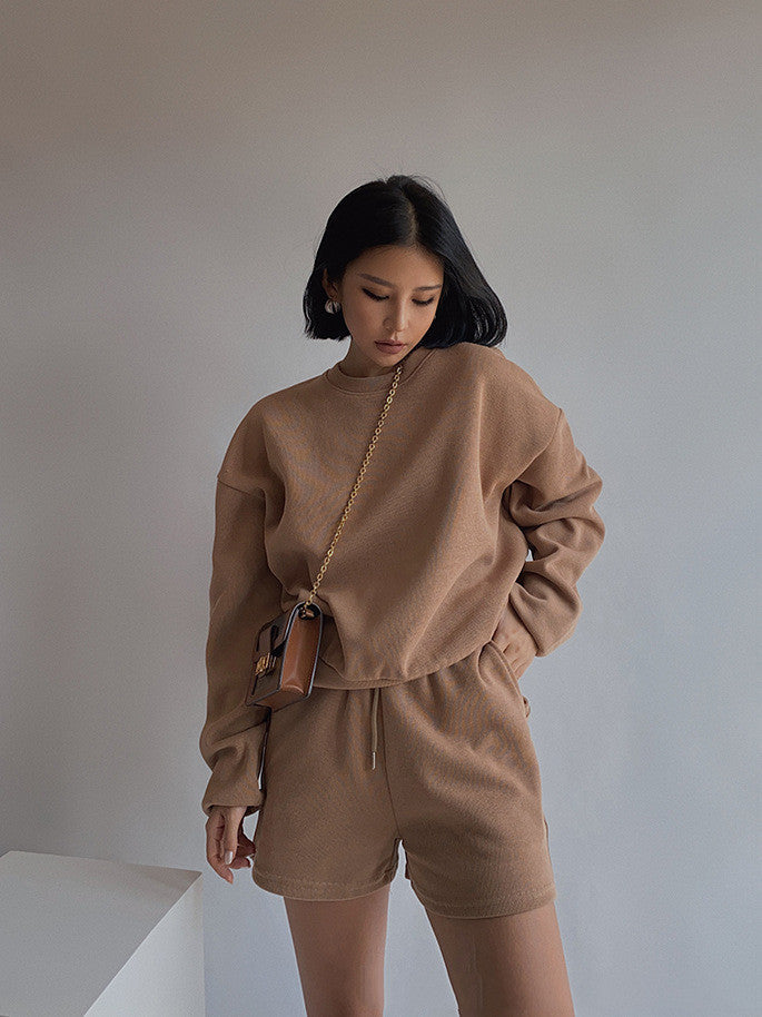 Long Sleeve Solid Color Urban Casual Suit -