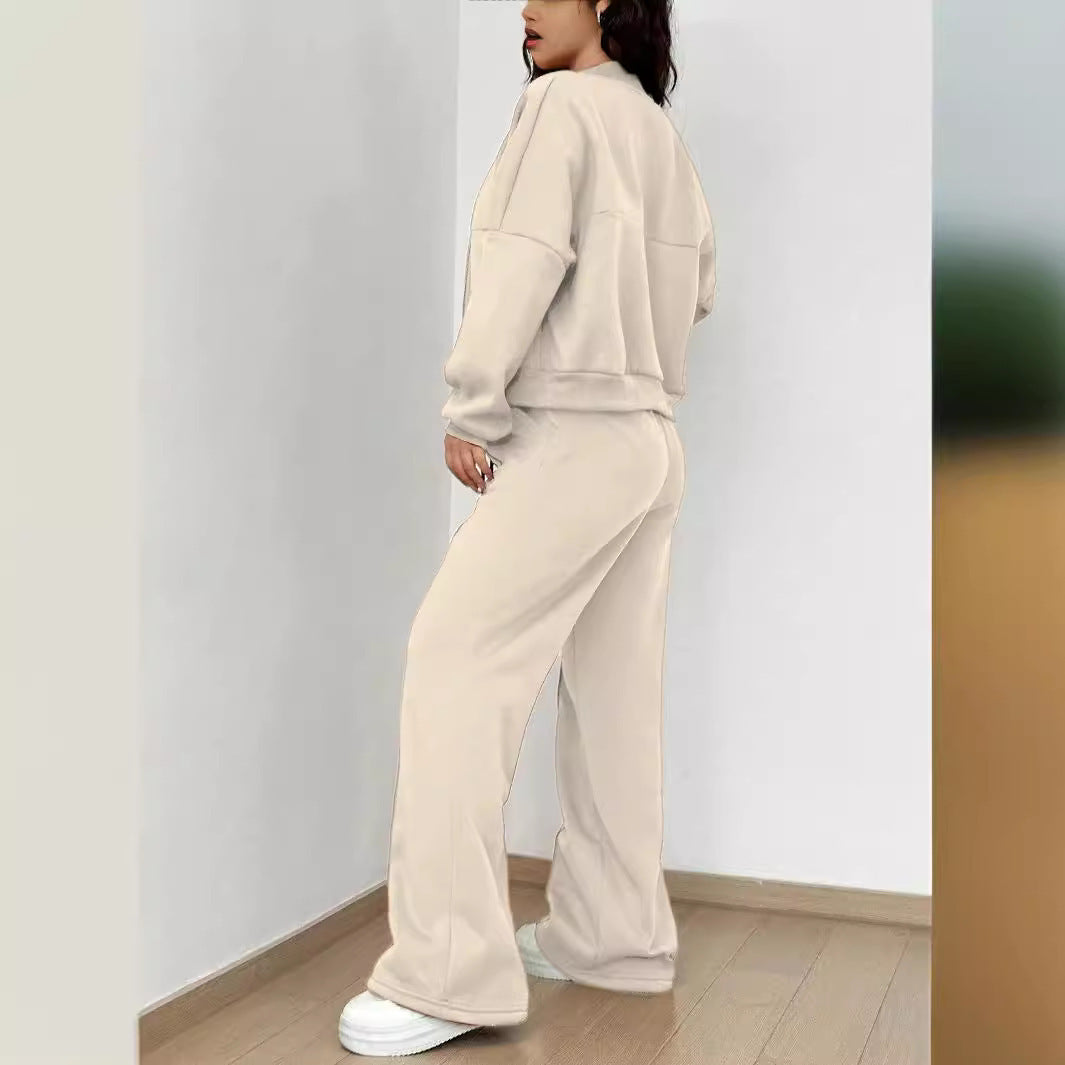 Zipper Slim Fit Elastic Two-piece Suit For Women -