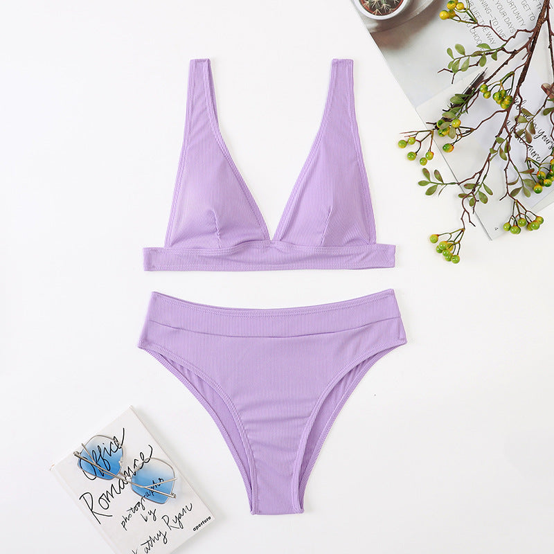 Women's High Waist Bikini Swimsuit Split -