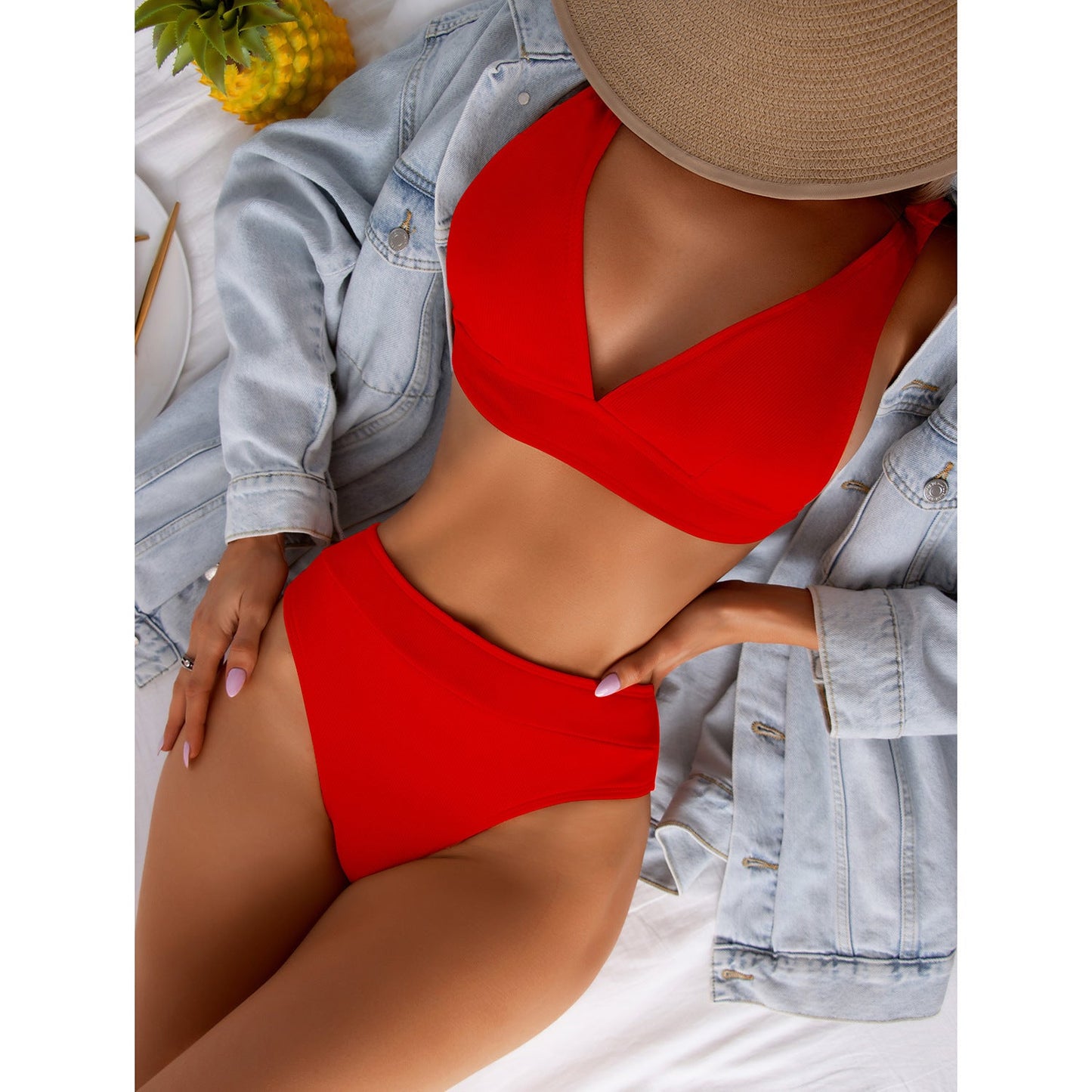 Women's High Waist Bikini Swimsuit Split -