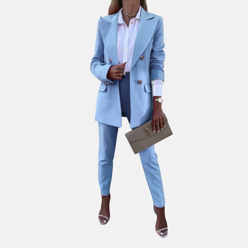 Two Piece Suit With Solid Color Temperament -