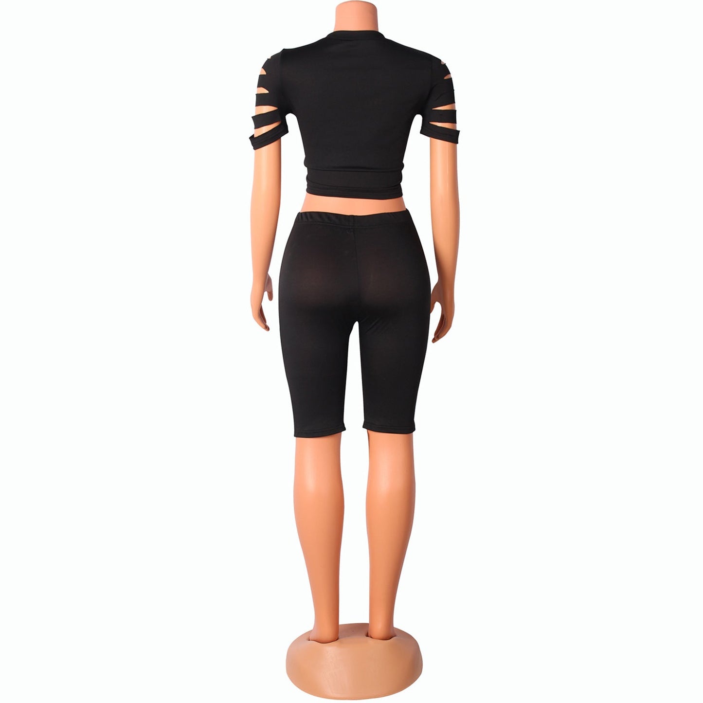 Fashion Casual Sports Suit Broken Hole Women Clothing -