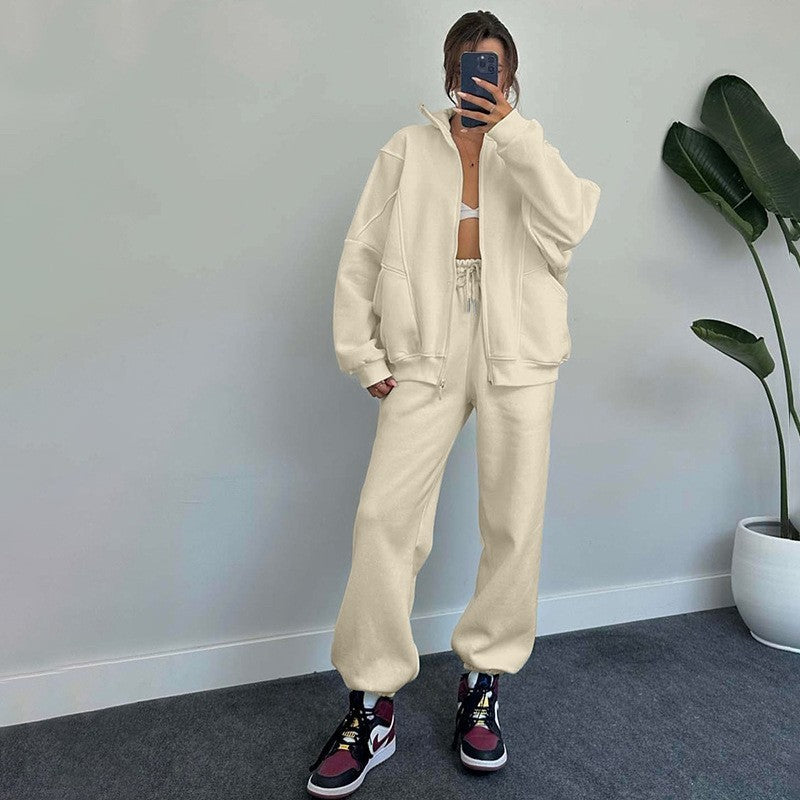 Set Trening Feminin - Bluză Zipper, Pantaloni Jogger -