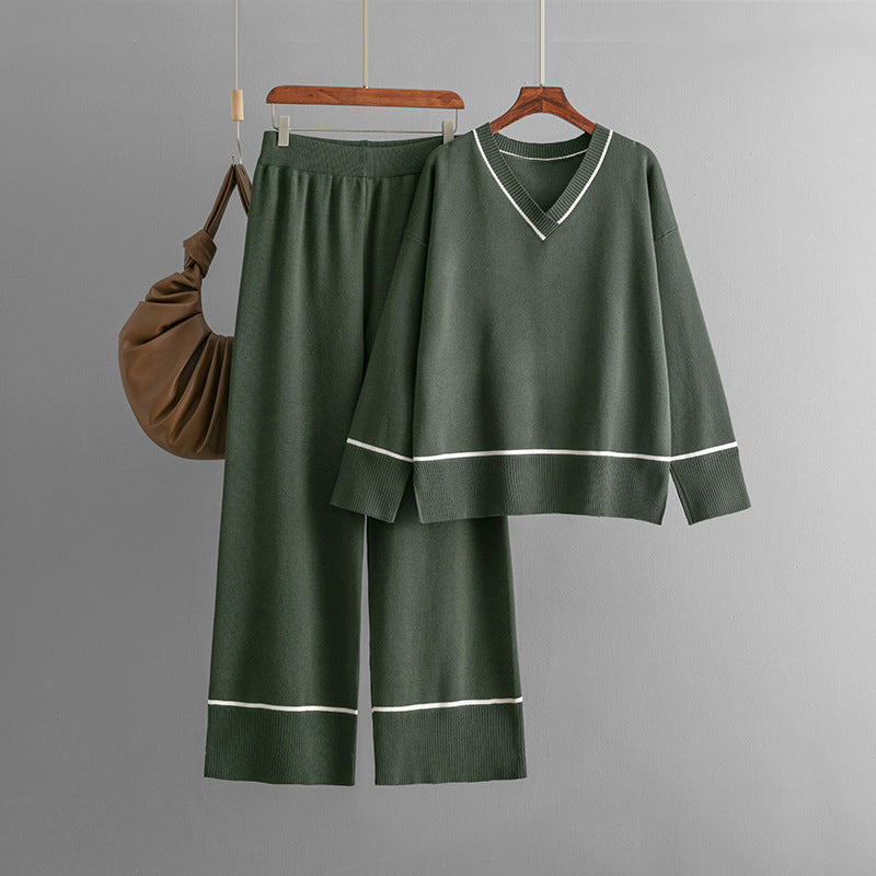New Loose Casual Sweater Pullover Two-piece Dress Of Knitted Sweater -