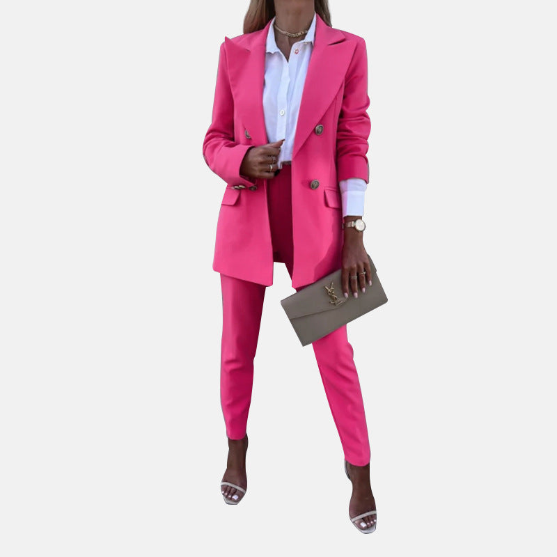Two Piece Suit With Solid Color Temperament -