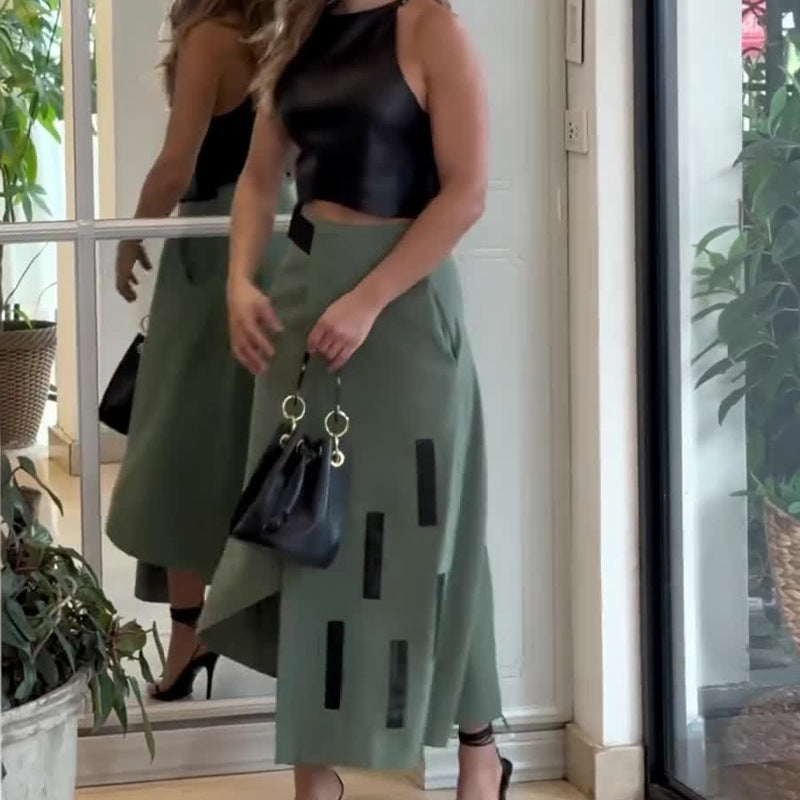 Summer New Fashion Halter Short Dress Fashionable Skirt Two-piece Set -