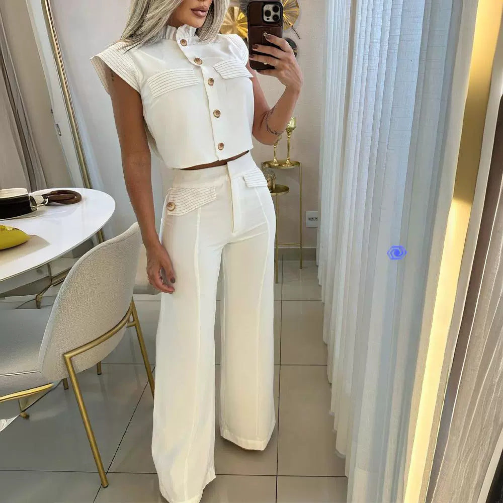 Striped Stitching Single-breasted Women's Suit -