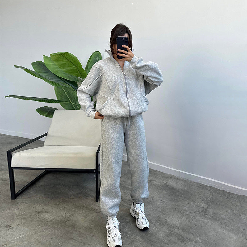 Set Trening Feminin - Bluză Zipper, Pantaloni Jogger -