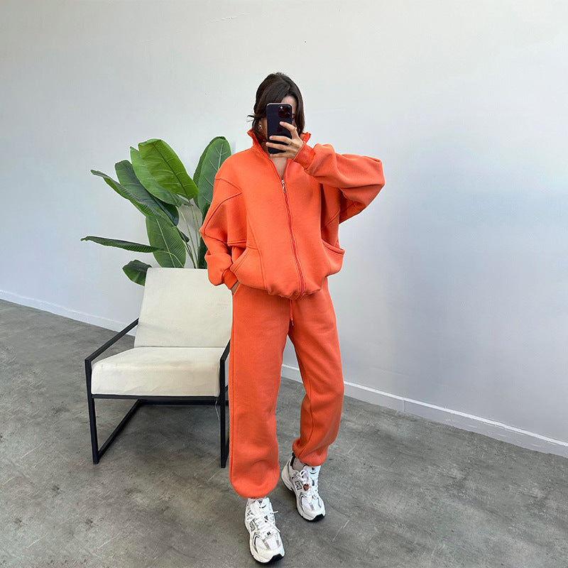 Set Trening Feminin - Bluză Zipper, Pantaloni Jogger -