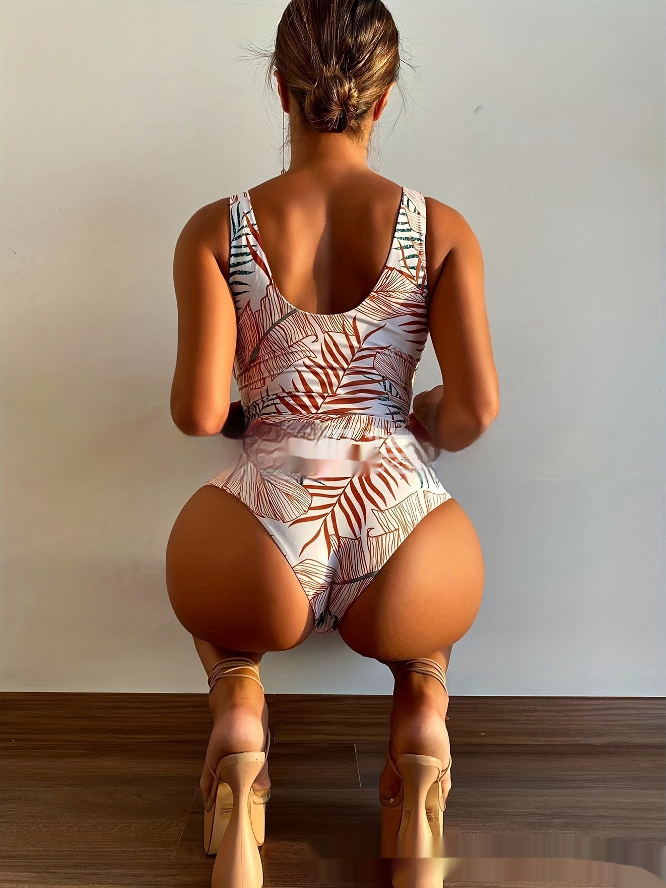 Women's Backless Contrast Colors Slimming Korean-style One-piece Tankini Swimsuit -