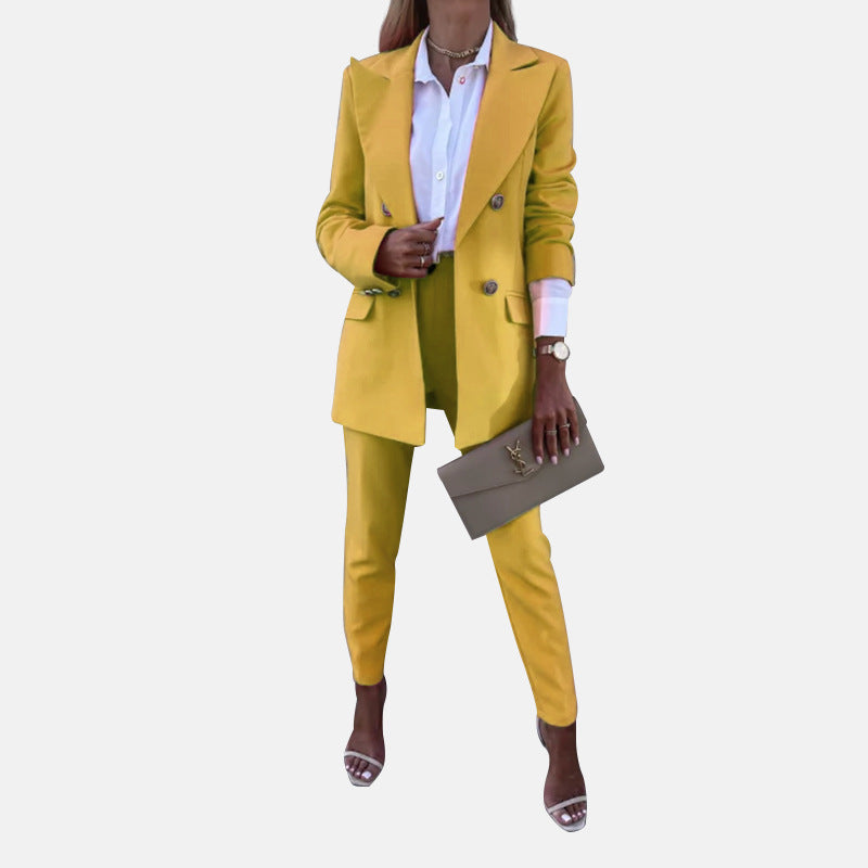 Two Piece Suit With Solid Color Temperament -