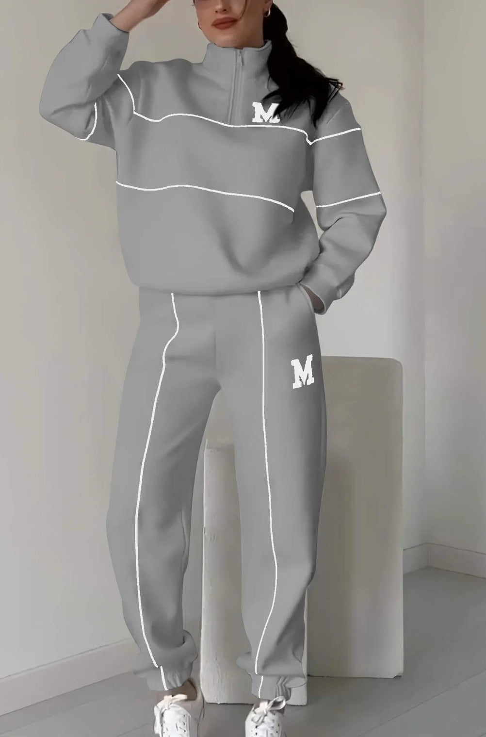 Womens 2 Piece Outfits Lounge Hoodless Pullover Sweatshirt Sweatsuit Sets Sweatshirt Baggy Fashion Sweatpants With Pockets -
