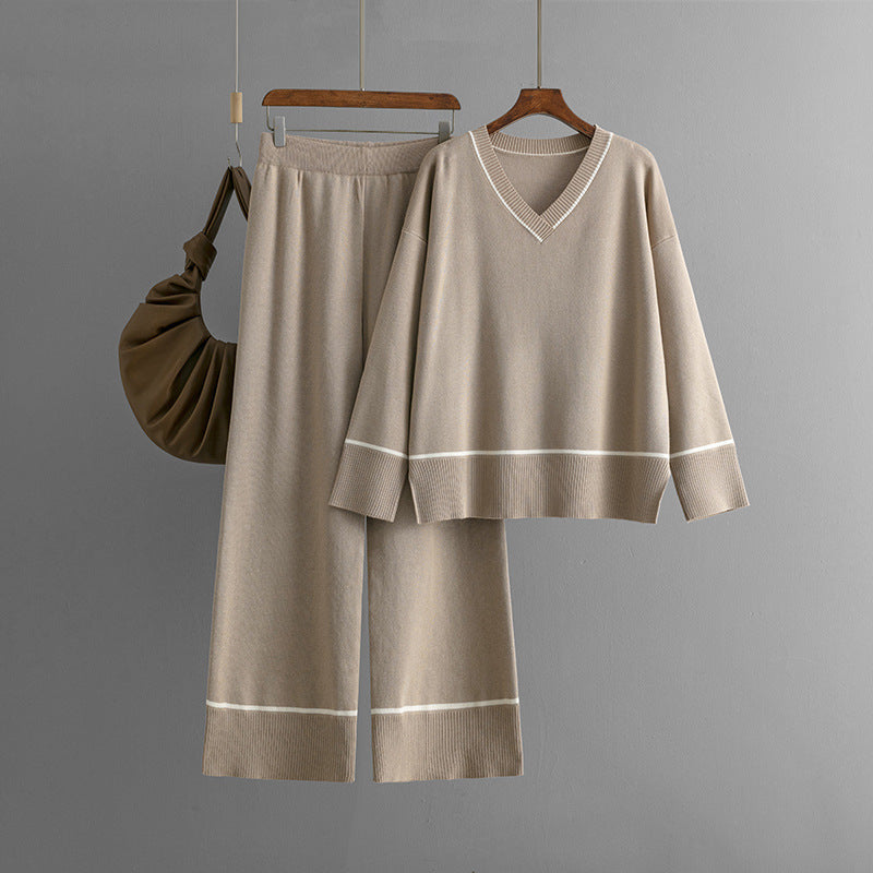 New Loose Casual Sweater Pullover Two-piece Dress Of Knitted Sweater -