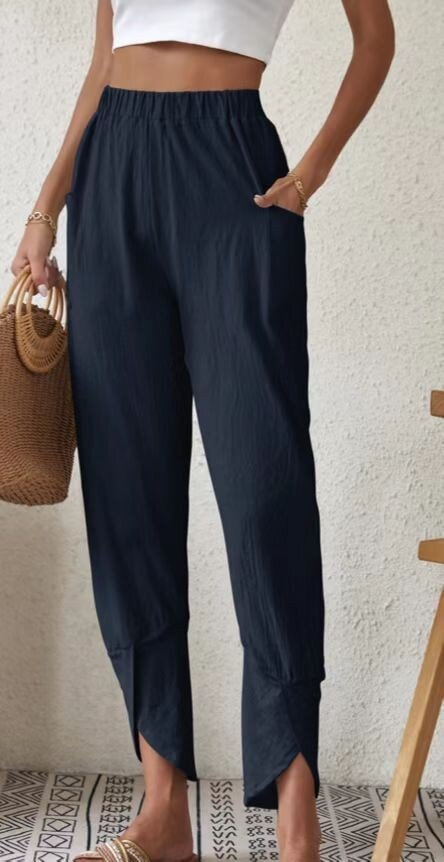 Solid Color Casual Jogger Pants Loose Pockets Diablement Fort Skinny Pants -