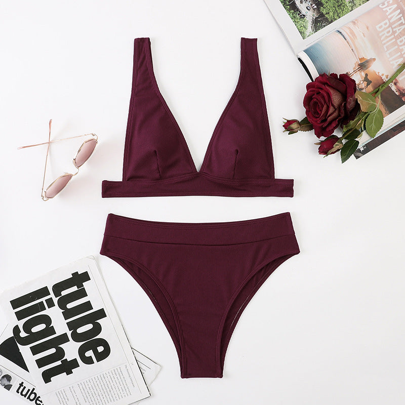 Women's High Waist Bikini Swimsuit Split -