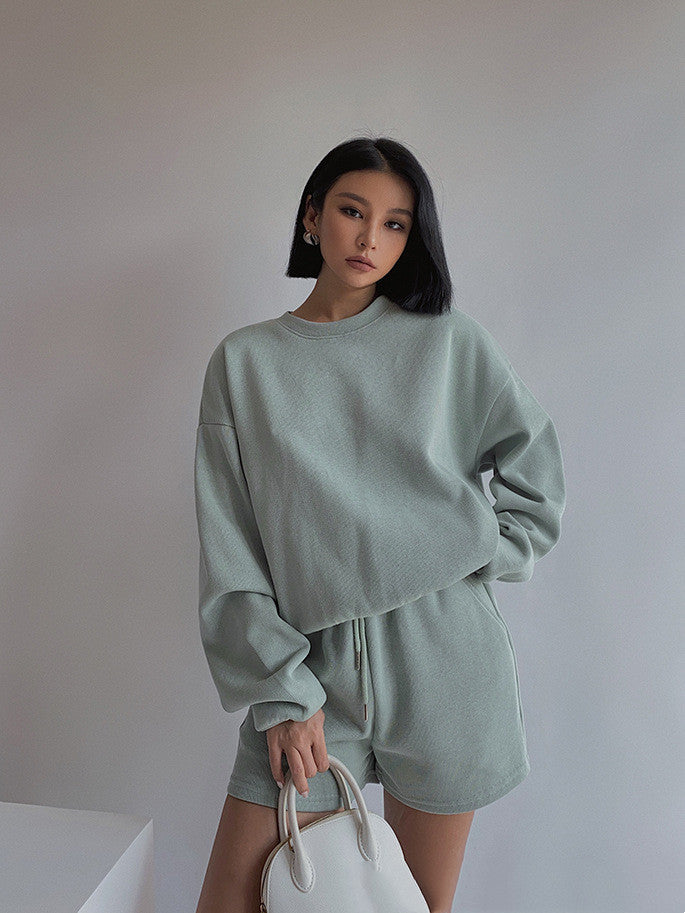 Long Sleeve Solid Color Urban Casual Suit -