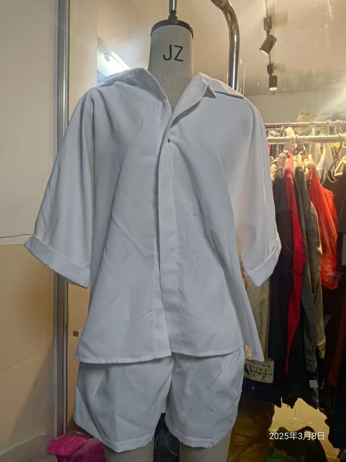 Fashion Polo Collar Half Sleeve Top And Shorts Two-piece Set -