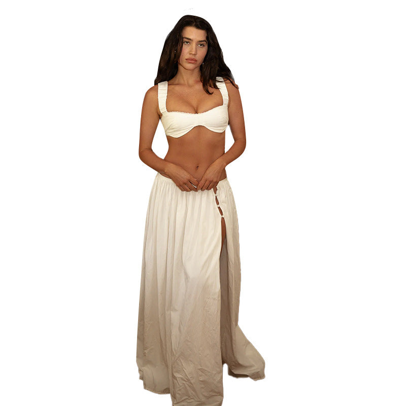 Vacation Style Hot Girl Minicoat Split Skirt Suit Female -