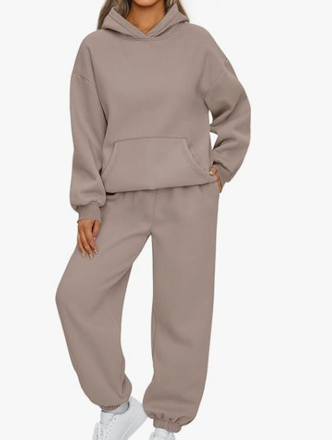 Women's Two-piece Casual Hoodie Sportswear Trousers Suit -