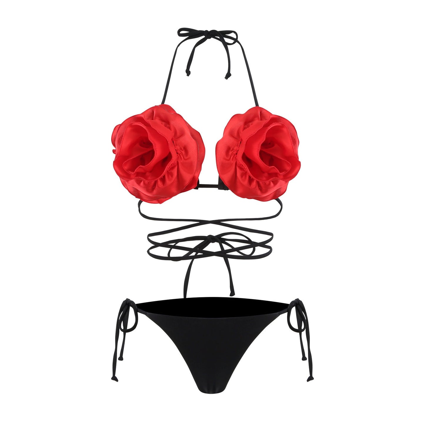Women's Fashion 3D Flower Split Bikini Swimsuit -