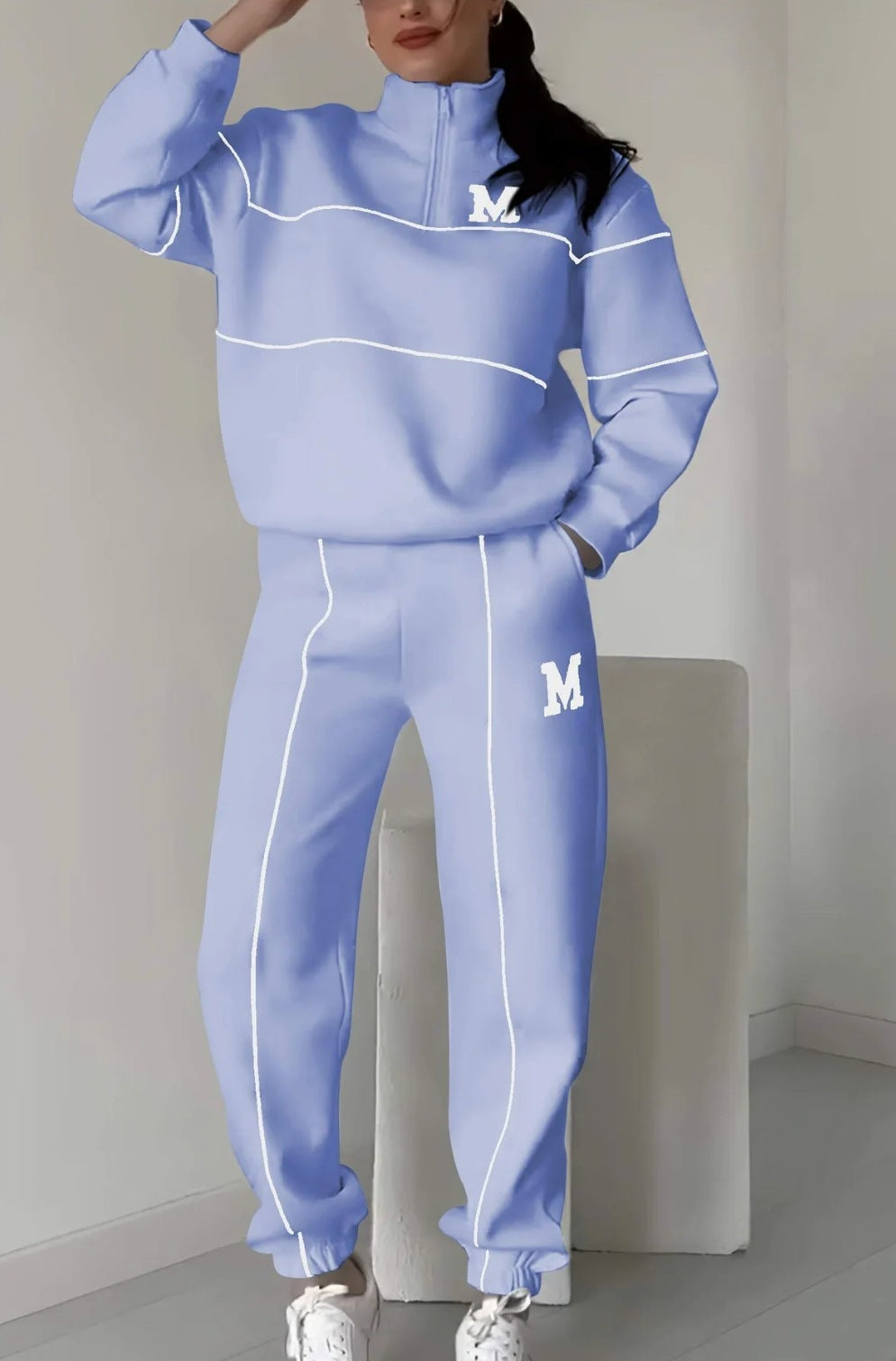Womens 2 Piece Outfits Lounge Hoodless Pullover Sweatshirt Sweatsuit Sets Sweatshirt Baggy Fashion Sweatpants With Pockets -