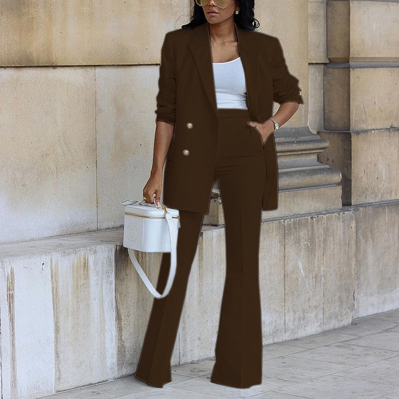Casual Fashion Suit Wide Leg Pants Two Piece -